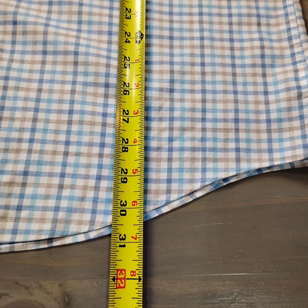 johnnie-O Prepformance Size XL Blue Tan Grid Plaid Lightweight Button Down - Picture 9 of 11
